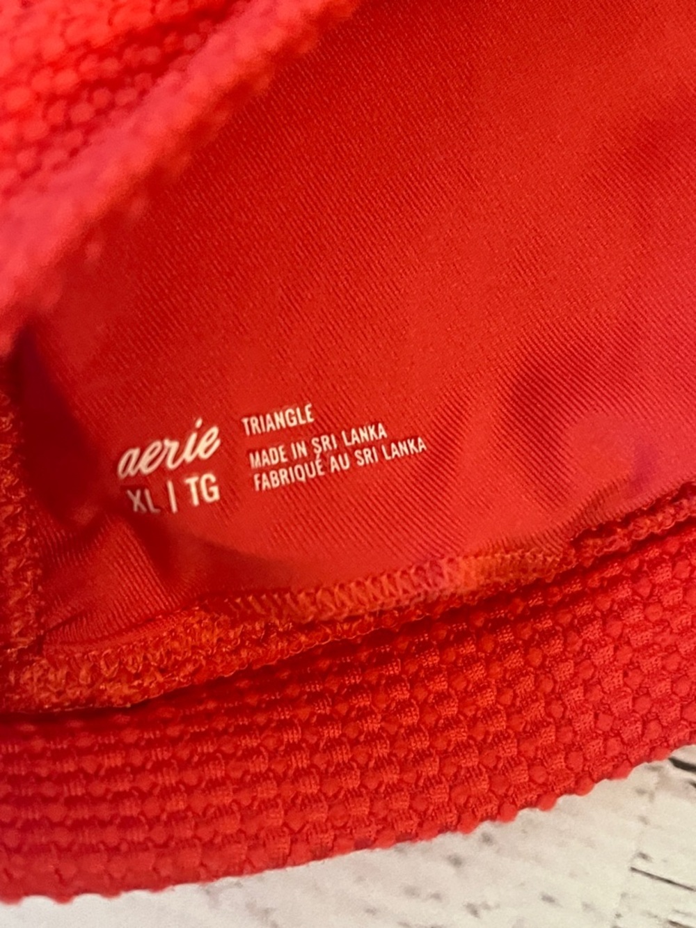 Aerie Scalloped Trim Triangle Bikini in Coral size XL - Picture 6 of 6